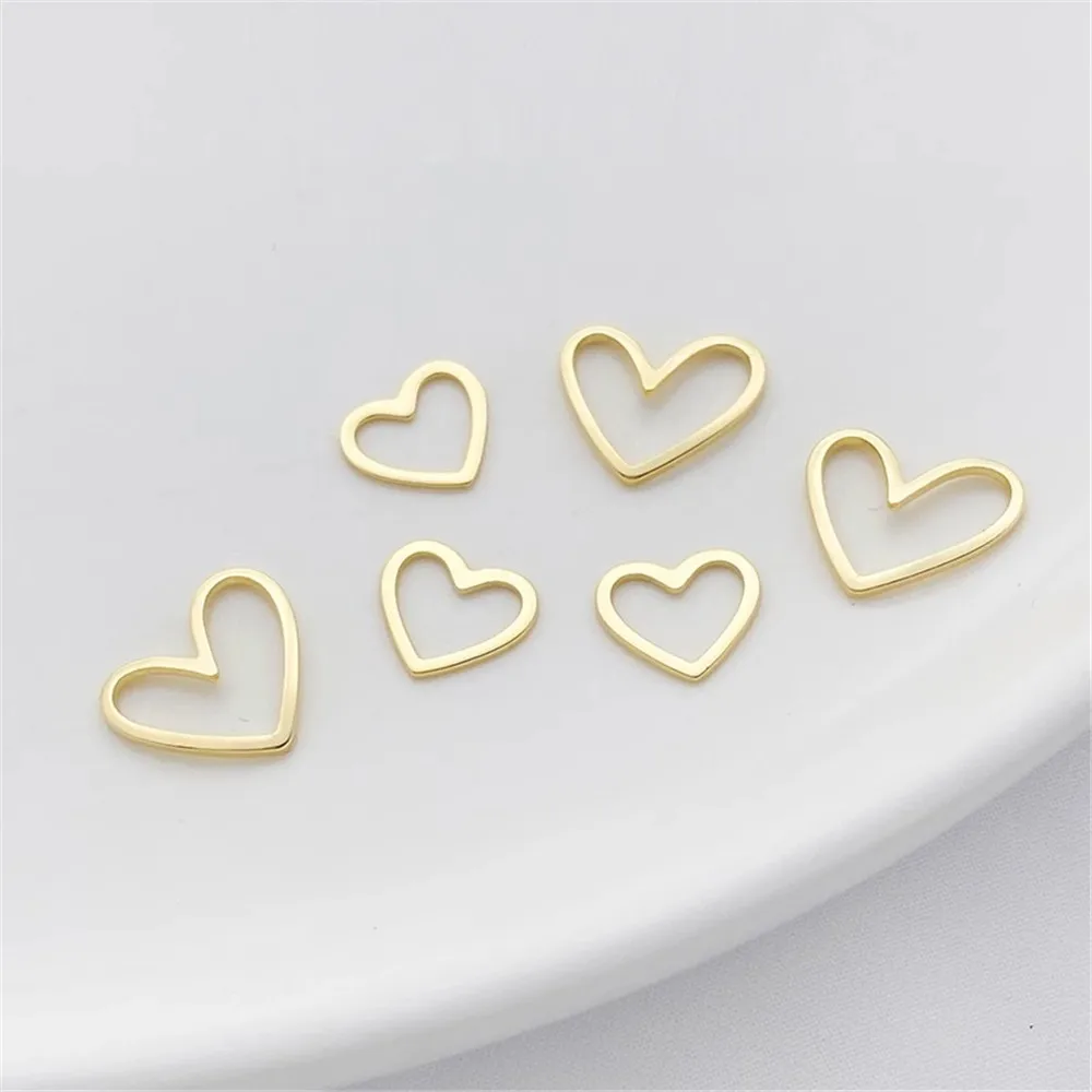 

14K Gold-plated Hollow Curved Heart Pendant Handmade Diy Bracelet Necklace Earrings Jewelry Accessories Q028