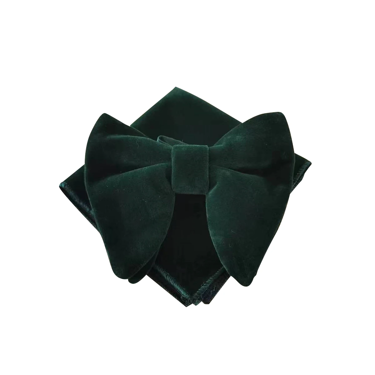 

Ikepeibao Dark Green Men Velvet Bowtie and Hanky Set Solid Gray Color