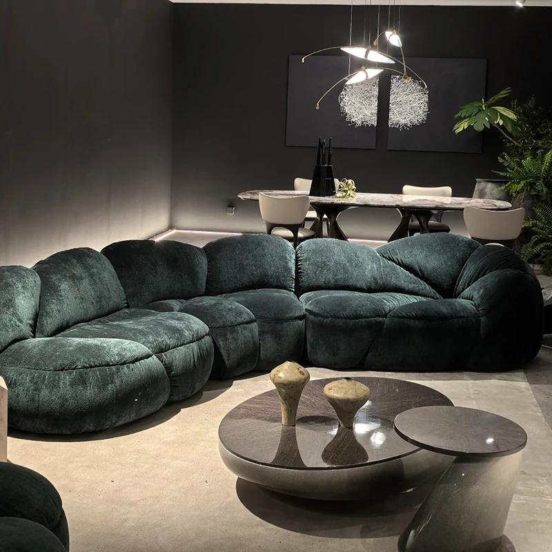 

Italian light luxury fabric sofa modern simple medieval straight row special-shaped high-end creative sofa