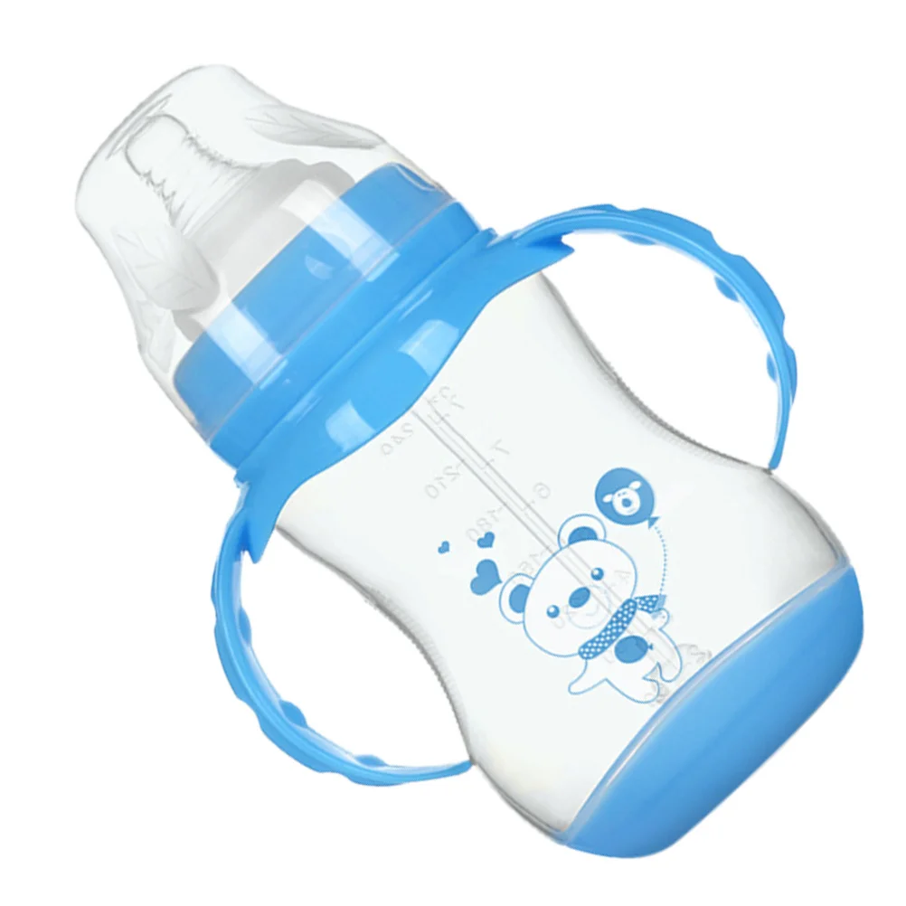 

1Pcs Baby Milk Feeding Bottle Wide Caliber 240ml Cartoon Pattern Double Handle Temperature Detection Toddler Water