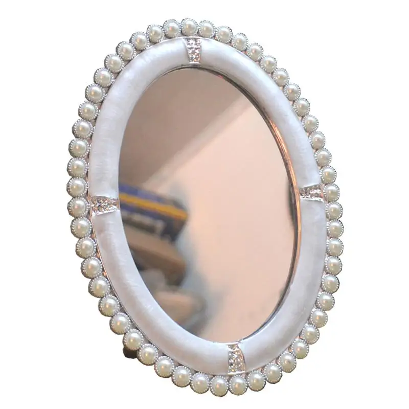 

European oval Internet celebrity creative countertop HD single-sided mirror PV comb makeup mirror ornament wedding decoration su