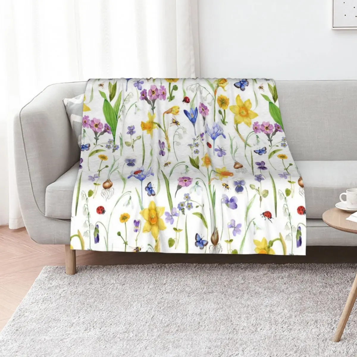 AllSpring Flowers Meadow Pattern Throw Blanket Kid'S Hair Summer Plaid wednesday Sofa Quilt Blankets