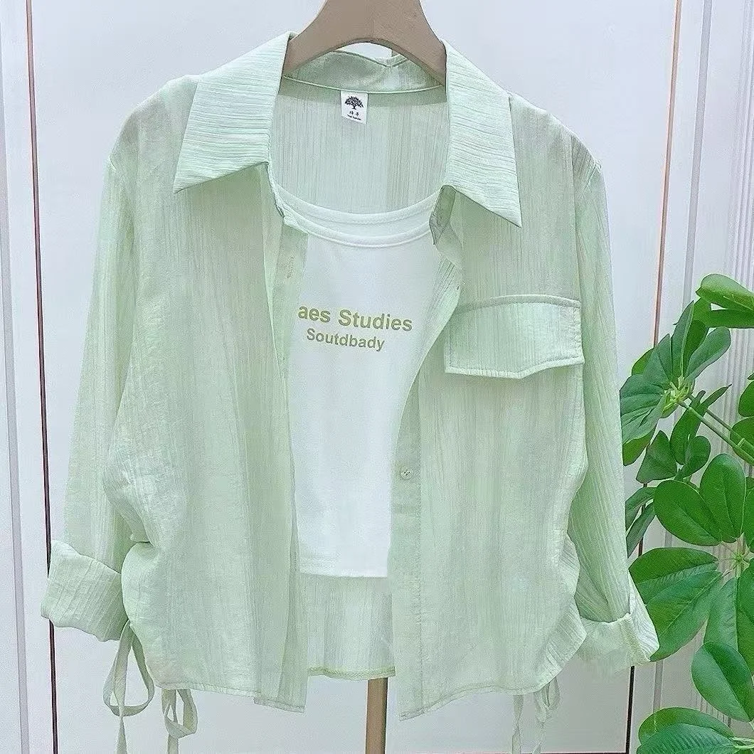 

White ort Ultra-Fairy Summer irt Женская верхняя одежда Dstring Pure Color Top Модная солнцезащитная одежда для женщин