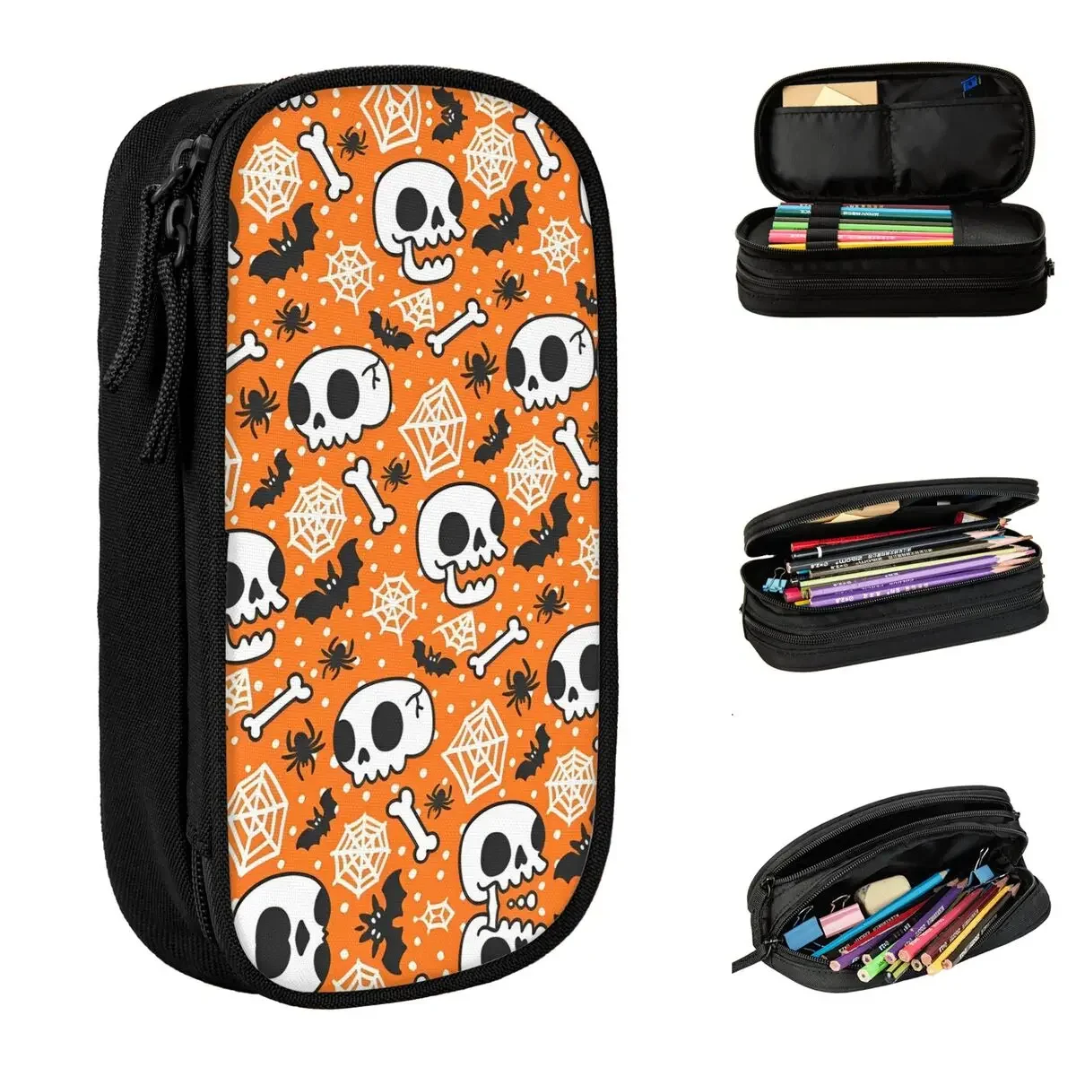 Halloween Pumpkins Ghosts Pencil Case Trick or Treat Kawaii Pencilcases Pen Box for Girls Boys Bags Students School Stationery