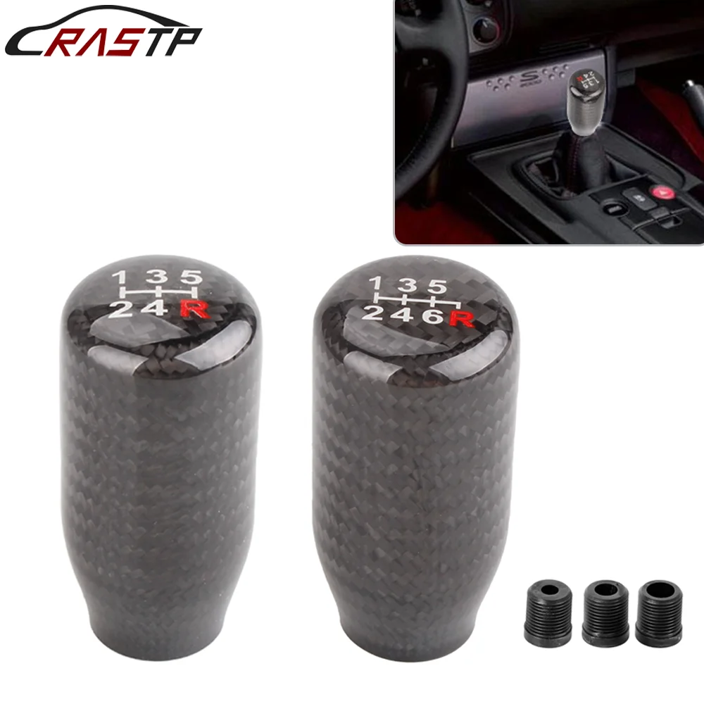 

RASTP-5/6 Speed Racing Car Modification Carbon Fiber Gear Shift Knob Aluminum Heading Wave-Shaped Club Head Car Styling SFN125