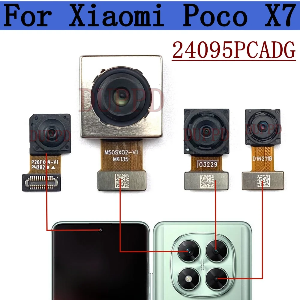 Rear Camera For Xiaomi Mi Poco X7 5G Front Selfie Facing Back Main Macro Camera Module Flex Cable Parts