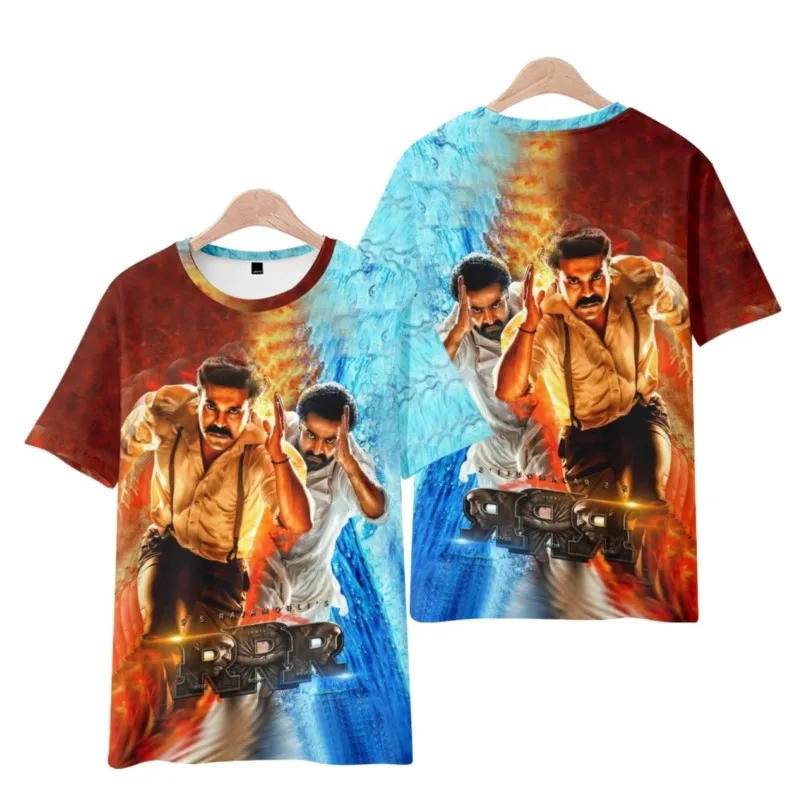 RRR Roudram Ranam Rudhiram 3D T-shirt Short-SAleeved indian Movie 2024 New Summer Tee