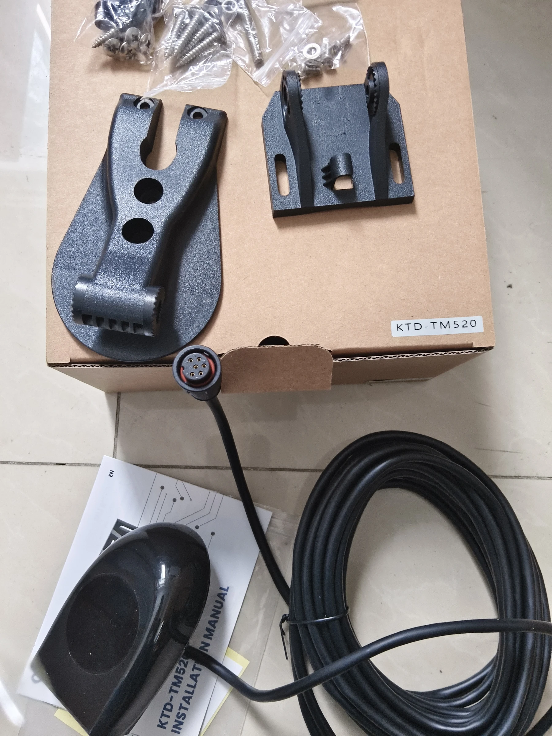 ONWA KTD-TM520 TransducerTransom Mount Dual Freq Sonar Small Waterproof Depth Transducer 50&200KHz thru 600W marine echo sounder