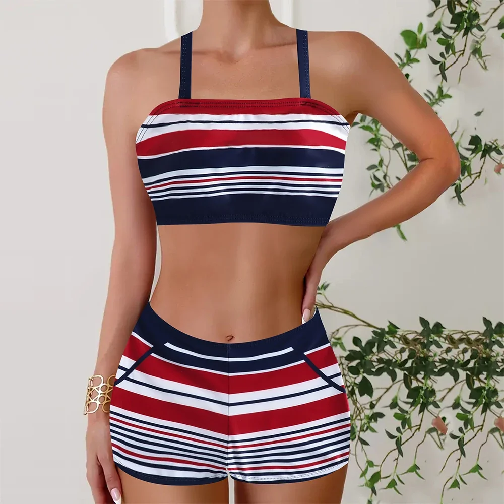 Ensembles Tankini à col en V imprimé Floral, maillot de bain deux pièces Bikini Sexy d'été, maillots de bain et vêtements pour femmes, vêtements de plage à la mode