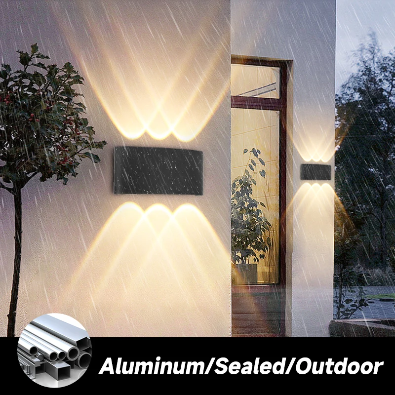 Led Wall Lamp Aluminum Ip65 Waterproof Sconce Outdoor Indoor Lighting AC85-265V Bedroom Wall Light Up And Down Luminous Lighting