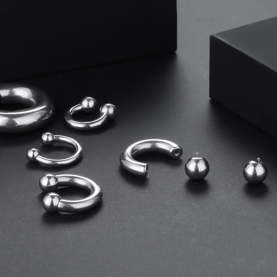 1pc Laege PA Ring Horseshoe Circular Barbell Stainless Steel Earring Nose Ring 0G 2G 4G 6G 8G 12G Body Jewelry for Men Women