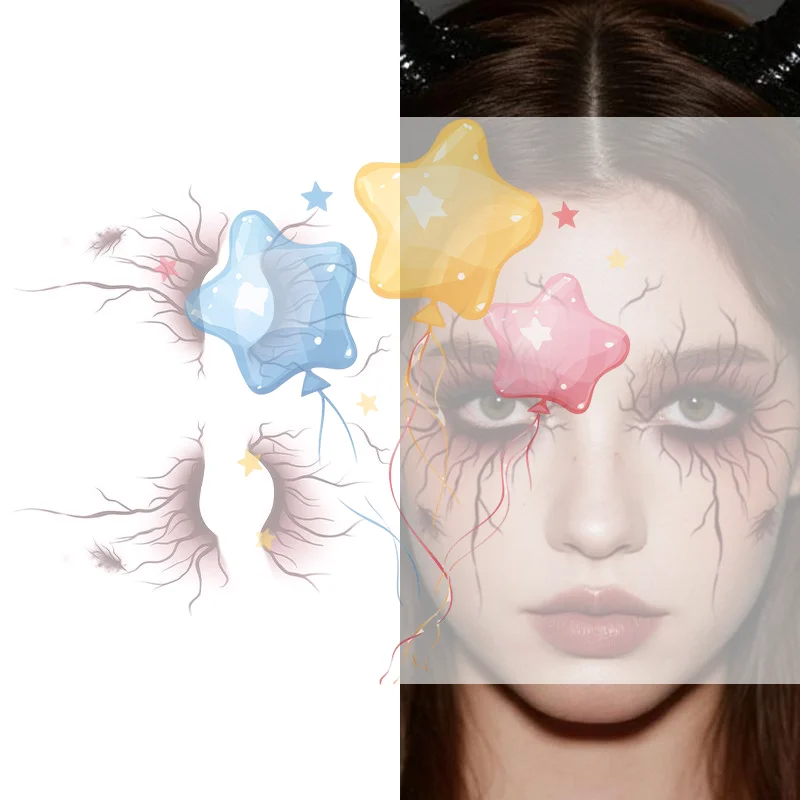 Vein Design Fake Tattoo For Halloween Party Body Art Waterproof Vascular Tattoo Stickers For Women Men Eyebrow Face Makeup