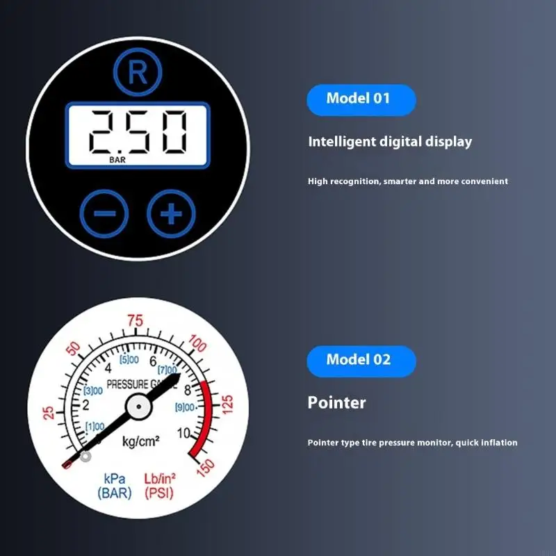 Compressor ar para carro, fácil transportar, display digital, luz led, inflador pneus, inflação rápida, bombas pneus