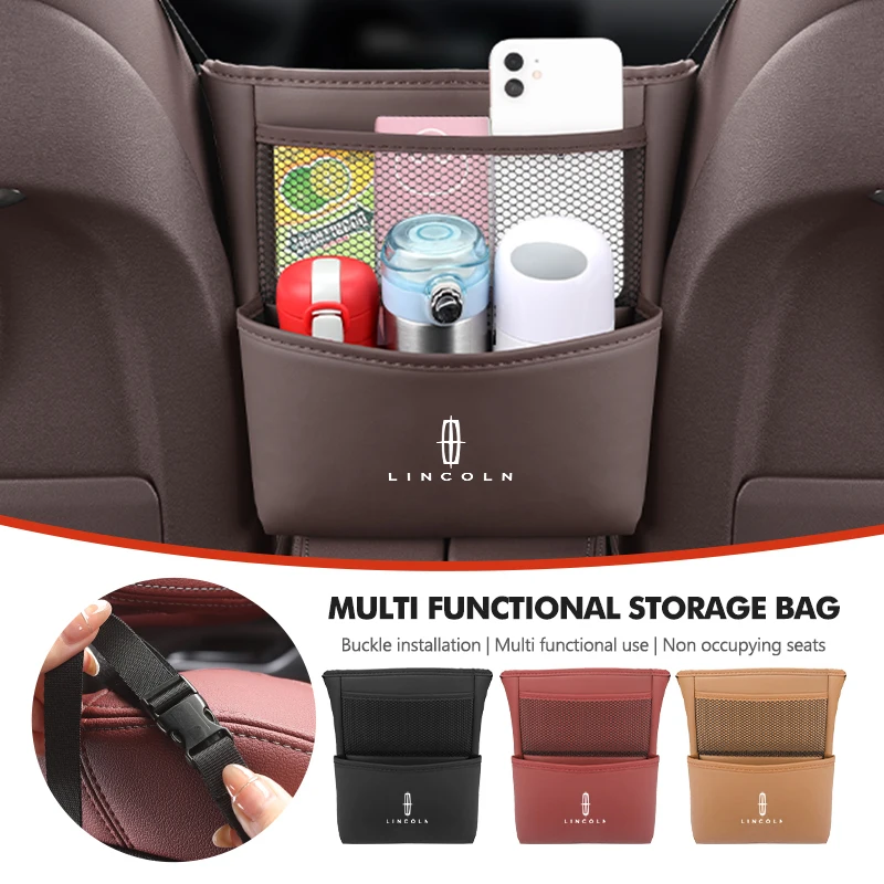 

For Lincoln Car Back Seat Hanging Storage Box Organizer Phone Pocket Pouch Navigator Continental Corsair MKC Nautilus Voyager
