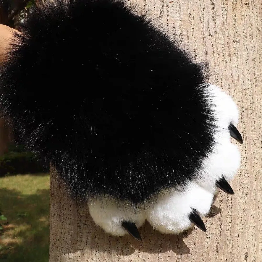 New Plush Cosplay Cat Paw Gloves Thicken Cartoon Cat Claw Mittens Squeaking Animal Furry Gloves Gifts