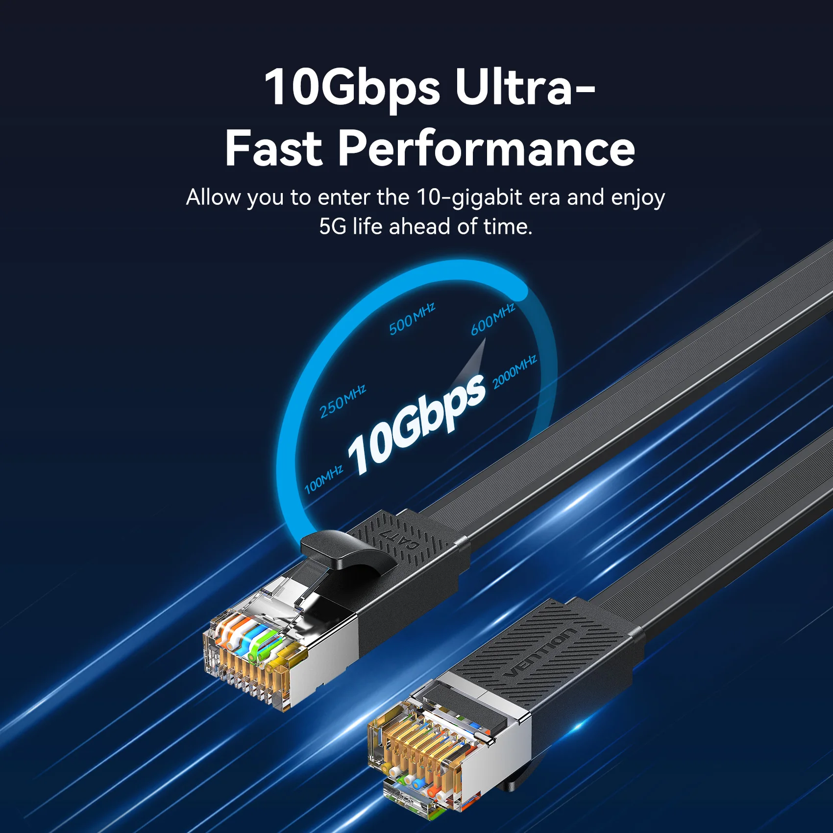 Vention Cat 7 Ethernet Flat Cable High Speed Gigabit RJ45 LAN Cable 10Gbps Network Cable Patch Code for Laptops Router Ethernet