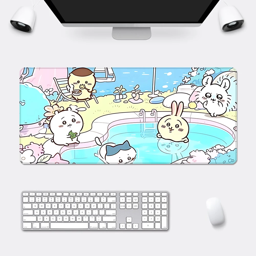 Cute Anime Chiikawas Mousepad HD Printing Computer Gamers Locking Edge Non-slip Mouse Pad XXL90x40cm Keyboard PC Desk Pad