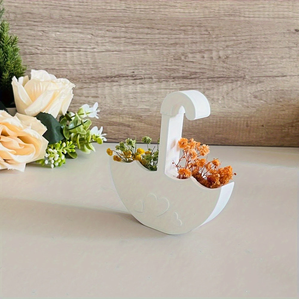 قالب مظلة من السيليكون مع فتحة على شكل قلب - مزهرية وحامل شموع ثنائي الغرض، مناسب لتزيين المنزل بنفسك، مواد حرفية