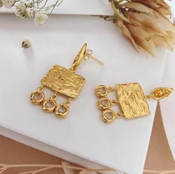 golden tassel vintage lady baroque earrings European ins summer personality geometry pendant fine jewelry