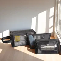 Kit organizador de maquillaje translúcido para mujer, bolsas de aseo de viaje en forma de corazón, bolsa de cosméticos grande y pequeña transparente, 1 Uds.