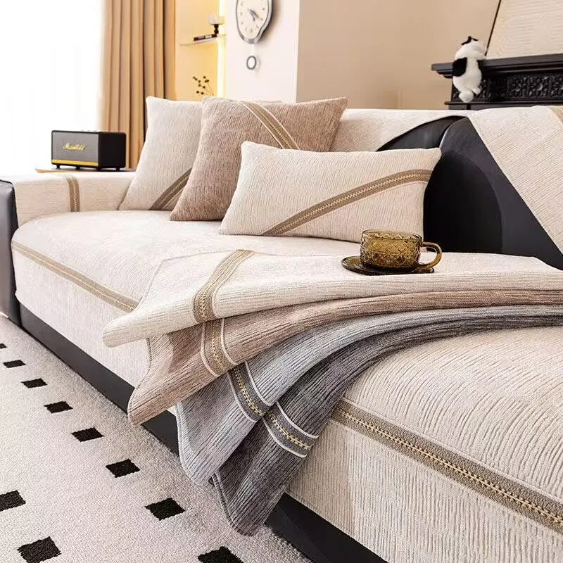 All Season Universal Chenille Sofa Cushion Webbing Decor Quilted Seat Pad Non-slip Anti-scratch Sofa Protector Slipcovers
