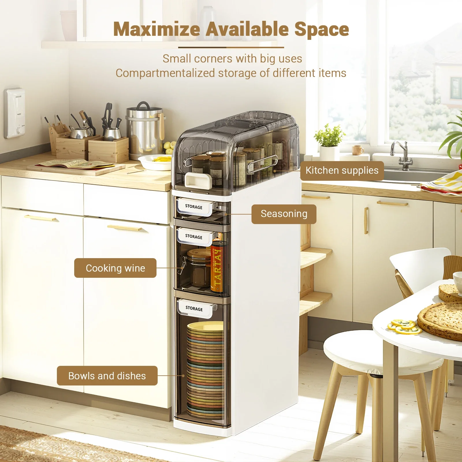 

Customizable Wąska szafka do przechowywania, szafka boczna do toalety, szafka oszczędzająca miejsce z szufladami,