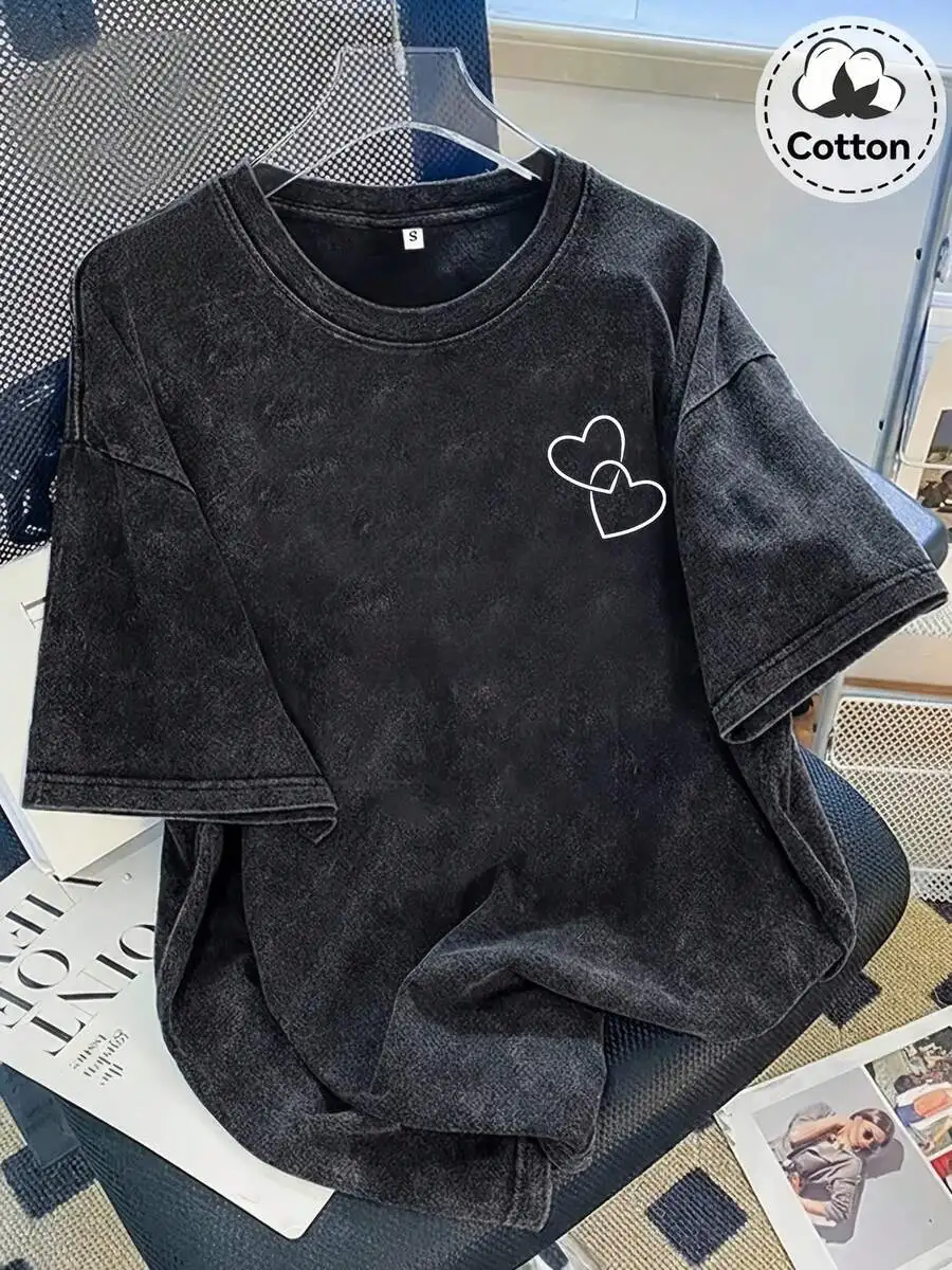 Distressed Double-Heart Graphic T-Shirt — product information 1