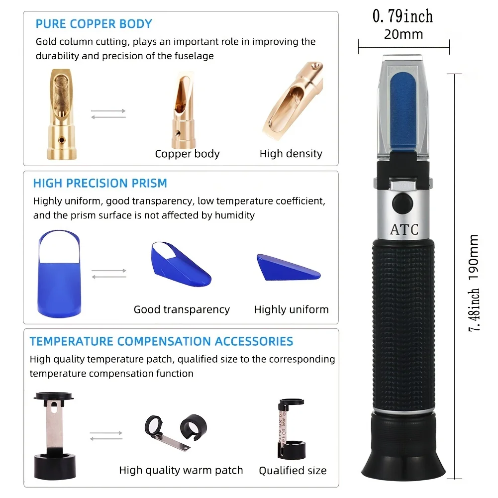 Portable Digital Refractometer - Rechargeable, Battery-Free Alcohol Content Tester for Spirits and Wine