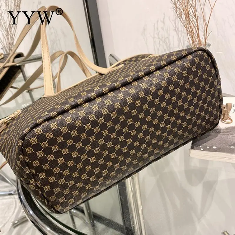 Fashion Printed PU Leather Tote Handbag Women Large Capacity Trend Luxury Designer Shopper Commuting Work Single Shoulder Bags