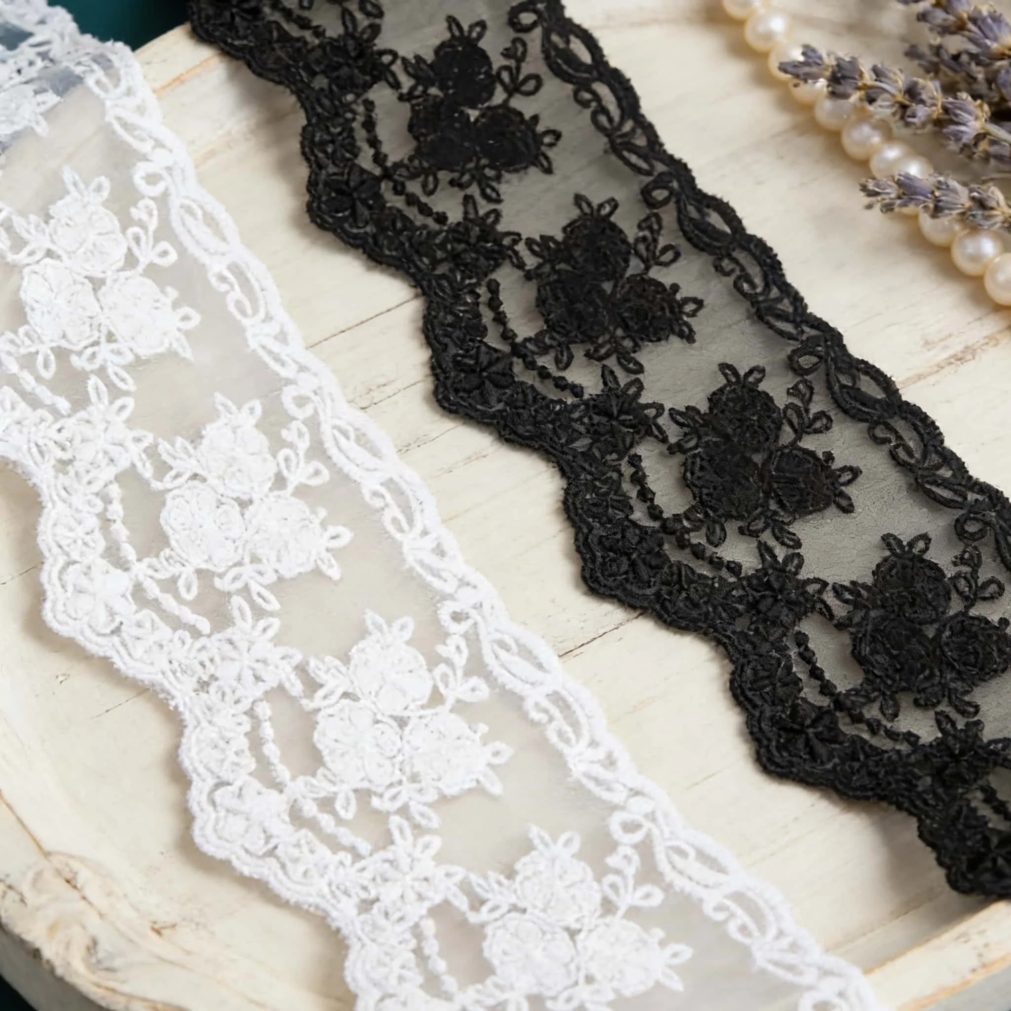 Blumen-Spitzenband 8cm Breit 1/5 Yard Bestickter Netzstoff für Hochzeitskleid Nähen Kleidungsdekoration