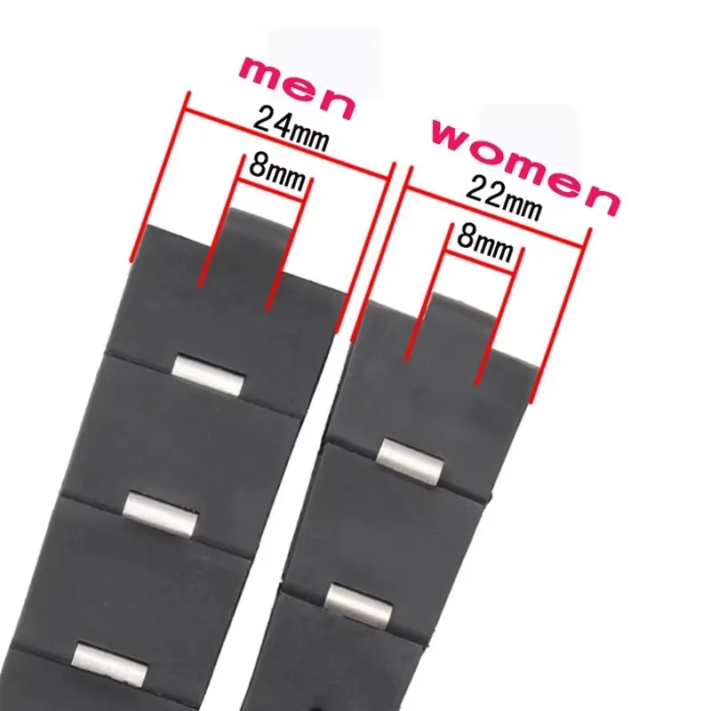 المطاط سيليكون حزام الساعات لساعة بولغاري مع الشق 22X8mm 24X8mm DP42C14SVDGMT سلسلة الذكور والإناث سوار أسود