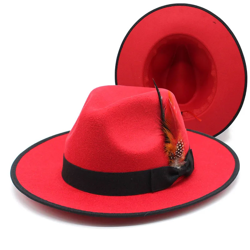 

AliExpress Autumn And Winter Red New Style Woolen Hat European And American Fashion Fedora Hat