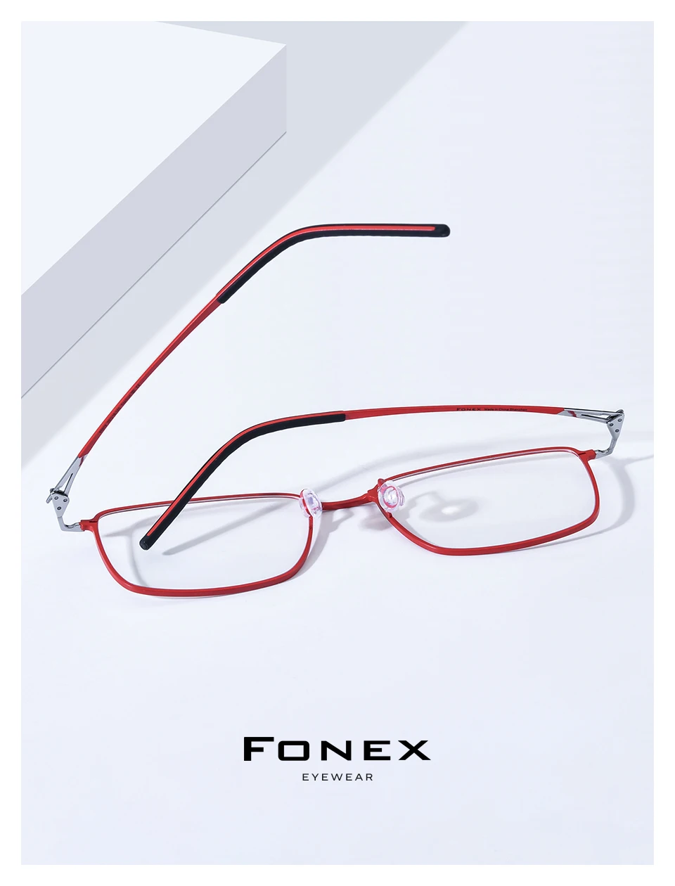 FONEX Titanium Glasses Frame Men Brand Design Square Korean Japaness Ultralight Eyeglasses Morten Screwless Denmark Eyewear 5913