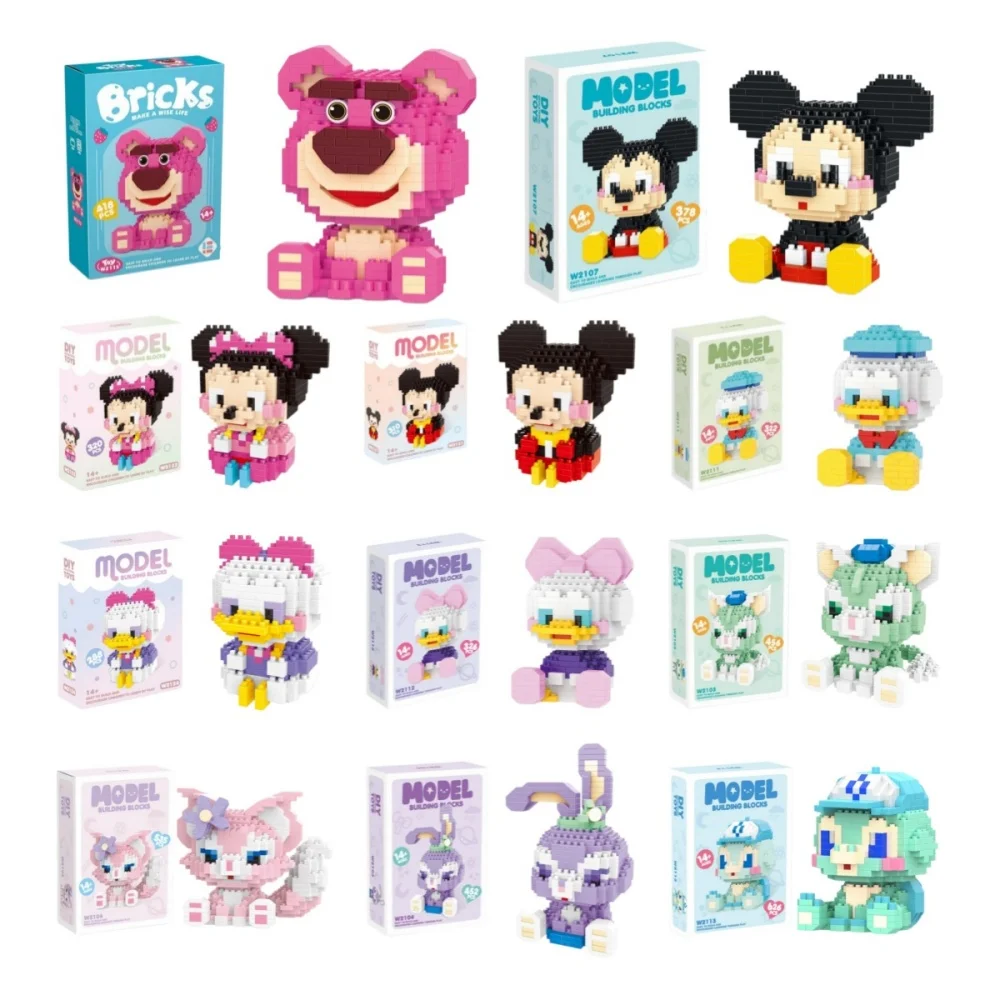 Disney Building Blocks StellaLou Duffy LinaBell Cartoon Action Doll DIY Assemble Birthday Gift DIY Puzzle Toy Birthday Gift