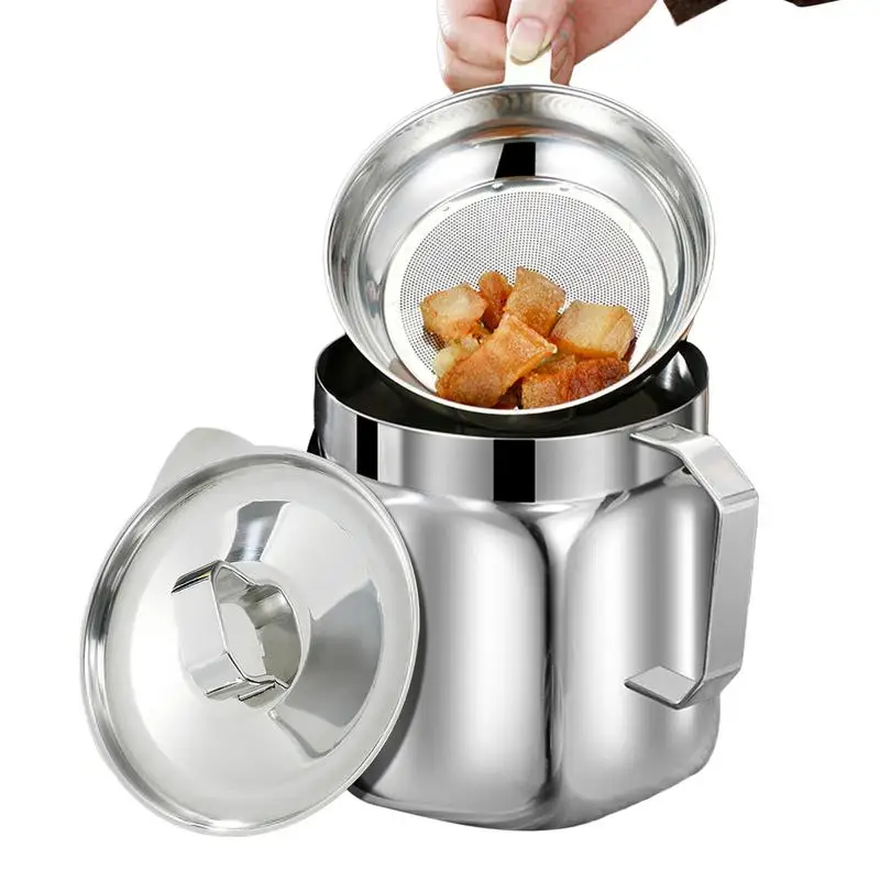 

Контейнер для смазки бекона 1,5 л. Контейнер для тонкого ситечка для смазки бекона с ручкой. Тонкое ситечко из нержавеющей стали для смазки жира с беконом.