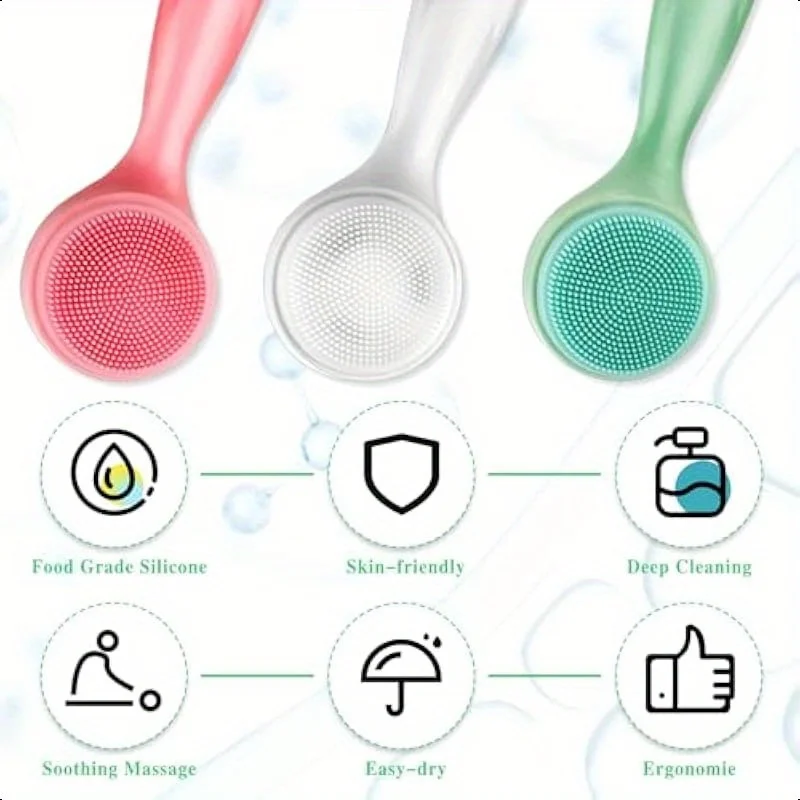 Spazzola detergente Scrubber per il viso Strumenti esfolianti per la cura della pelle Detergente manuale per il viso Gel di silice Massaggio corpo