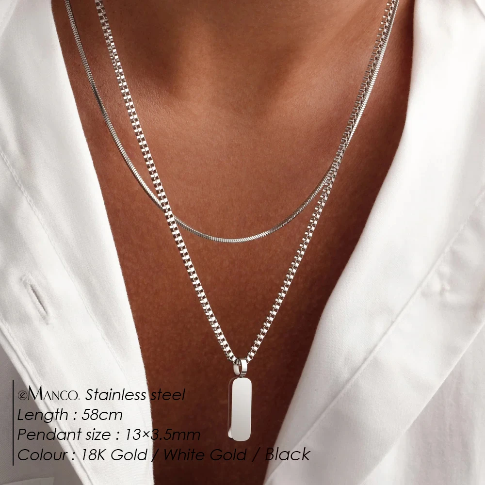 EMANCO Men's Hip-Hop A Chain Collarbone Chain Europe and the United States Titanium Steel Does Not Lose Color Necklace Box Chain