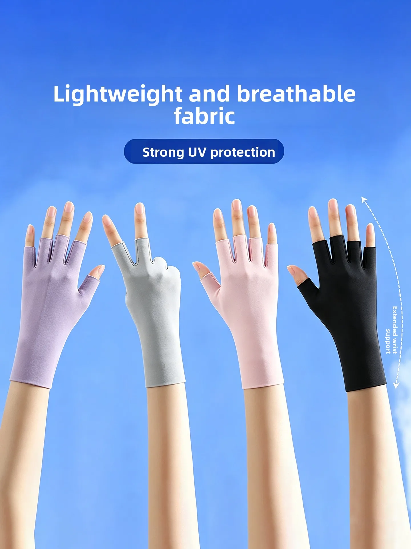 Women's Ice Silk Sun Protection Gloves Driving Cycling  Vehicle Nail Art Touch Screen Compatible Summer UV Protection