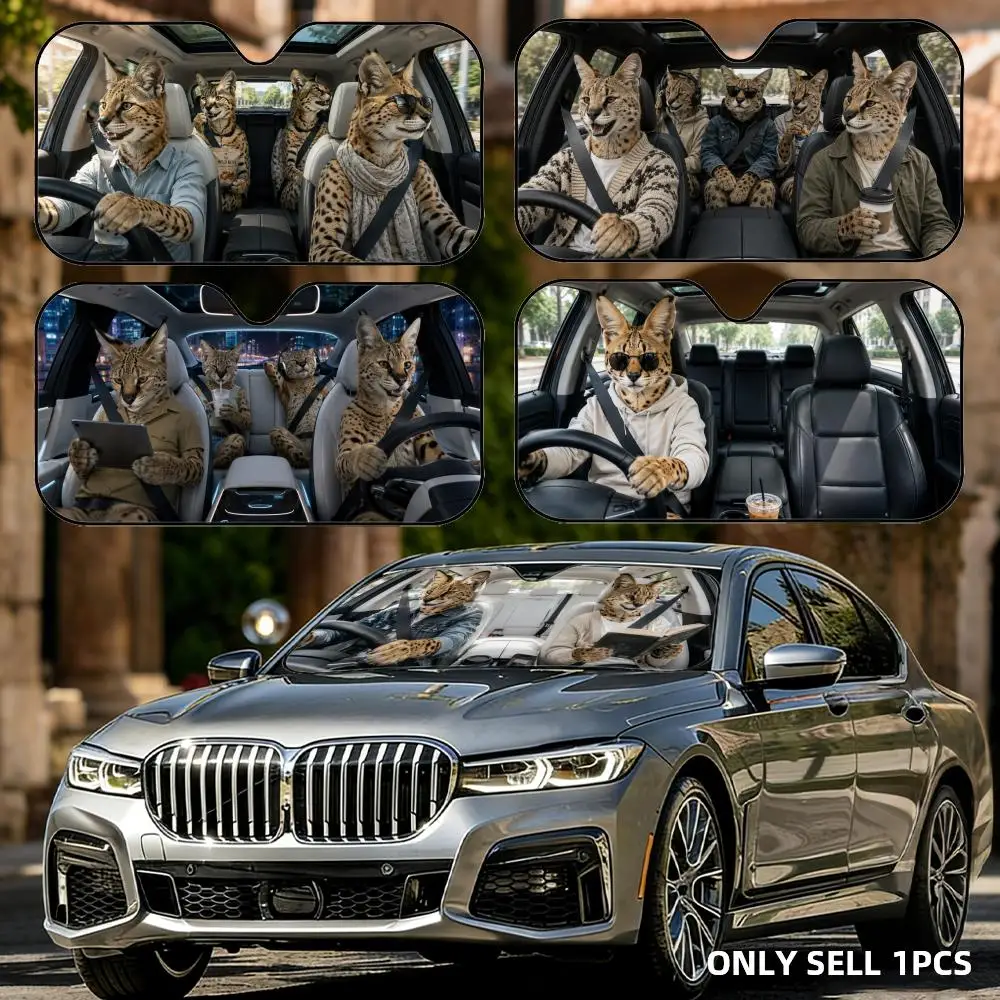 

Serval Driving Travel Sun Visor Reusable Aluminum Foil Car Windshield Sun Visor UV Heat Insulation Cover Shade