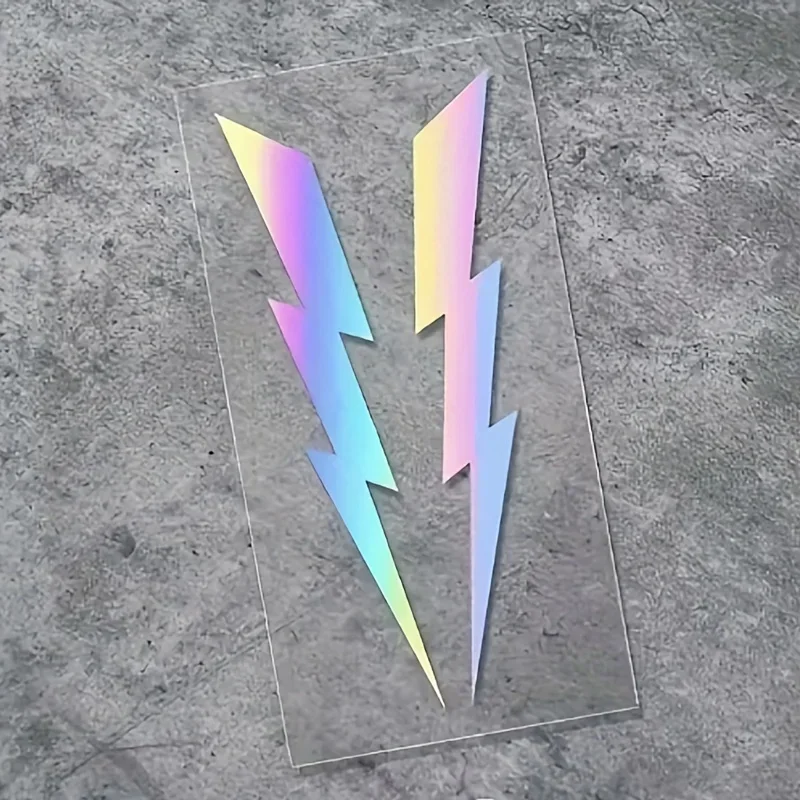 2 unids/set pegatina de relámpago holográfica/blanca, accesorio único para personalización de automóviles