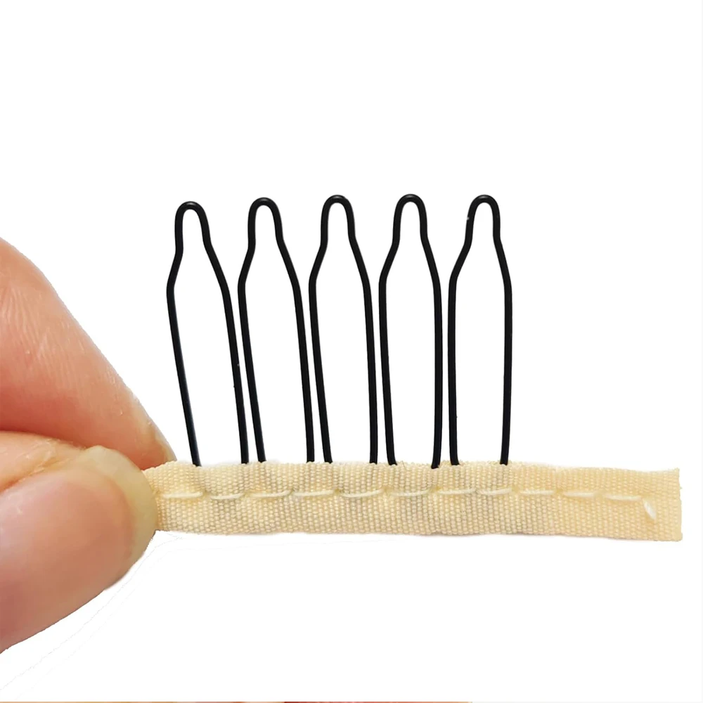 30 Pcs Wig Combs For Making Fixing Wig Caps Clips 5 Teeth Steel Material Clips With Cloth Wig Combs For Hair Extension