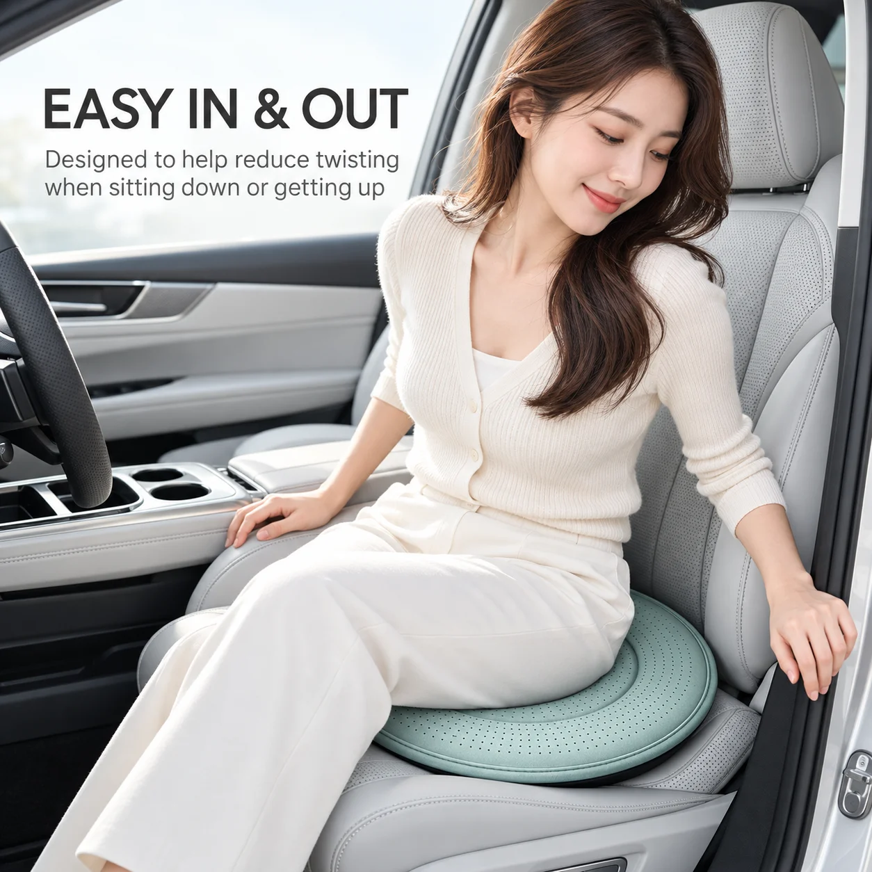 Universal 360 Degree Rotating Car Seat Cushion Movable Seat Pad for Elderly Pregnant Women Multi Functional All Season Accessory