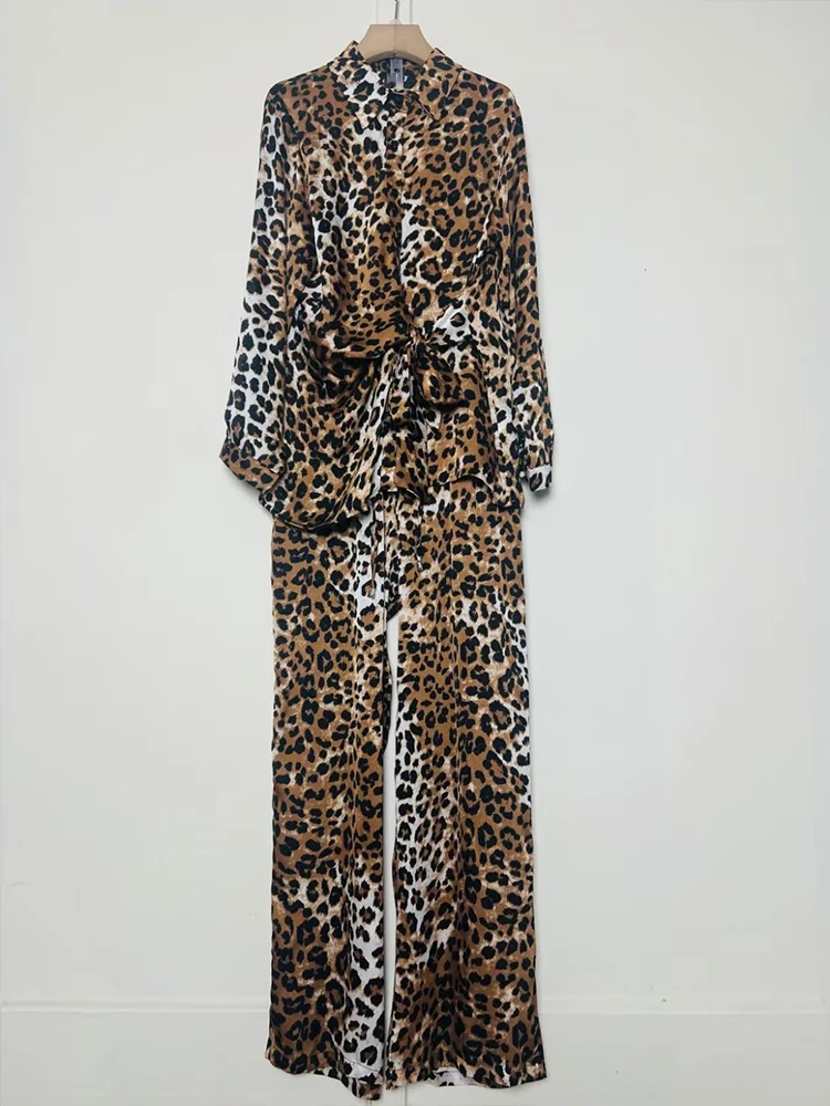 Conjunto De Dos Piezas De Ropa De Mujer Para Primavera 2026, Camisa Retro Con Estampado De Leopardo, Cinturón En La Cintura + Pantalones Anchos Holgados, Traje A La Moda — -21%, 13.13€ Coupon, from 49.39€ – 21% descuento – €49.39