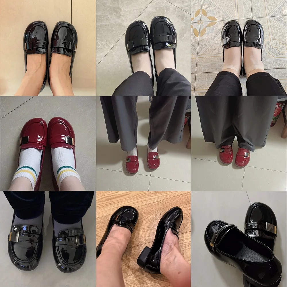 Weiche Glänzende Leder-Ballerinas für Damen, Lackleder-Schuluniform-Schuhe im Lolita-Stil, Niedrigabsatzige Mädchen JK Slipper mit Niedrigem Schaft – Detail 3