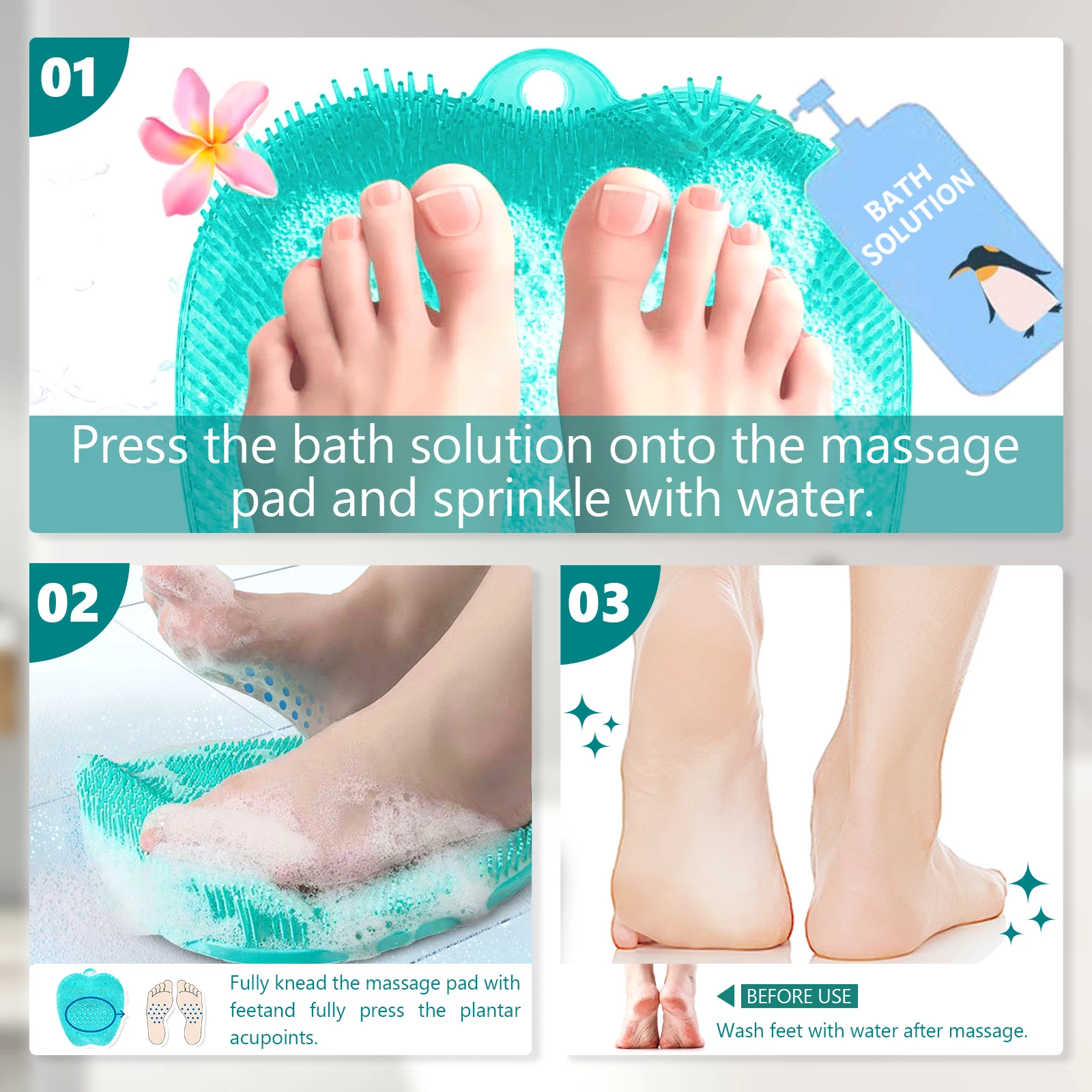 Shower Foot Scrubber Massager Cleaner, Acupressure Mat with Non-Slip Suction Cups, Improve Circulation, Exfoliation,Massage Mat