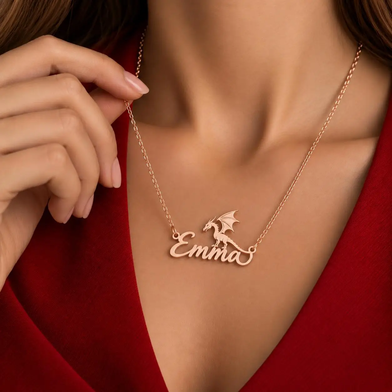 Flying Dragon Custom Name Necklace, Personalized Gift