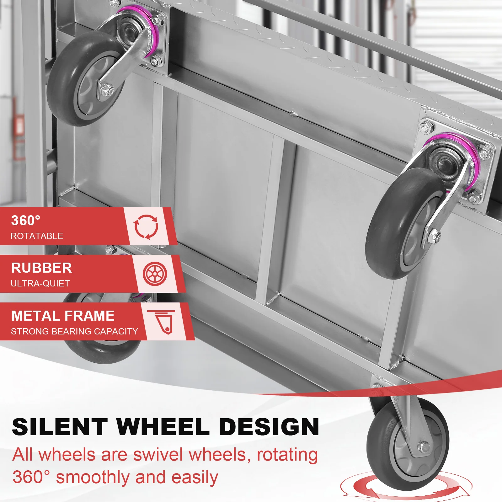 

Heavy Duty Lumber Drywall Dolly 4 Swivel Casters Lumber Cart with 2500lbs Capacity 36x24inch Steel Board with 3 Side Handrails
