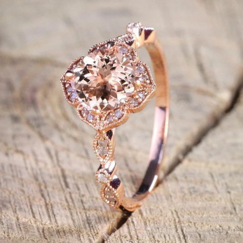 AAA Zircon Stone Micro Paved Bridal Ring Sets Romantic Rose Gold Color Engagement Rings Wholesale Lots&Bulk Midi Rings