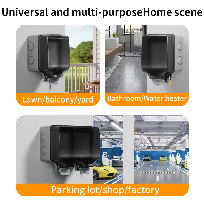 ​​IP66 Outdoor Waterproof Dustproof Power Distribution Box 86 Type Surface-Mounted Garage Basement Socket Boxs With Rain Cover