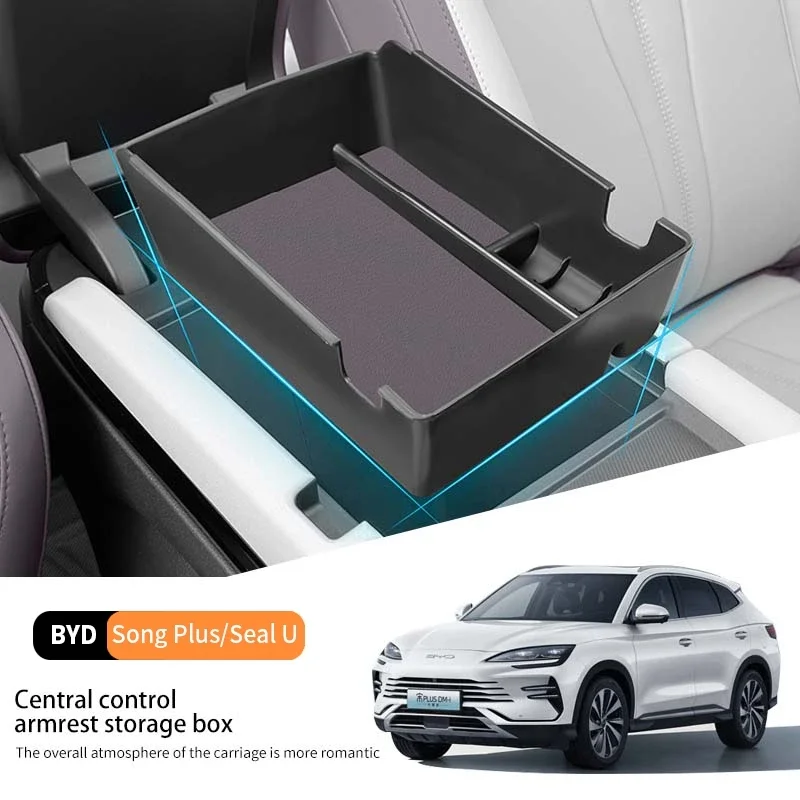 

For Byd Song Plus Seal u 2023-2025 Car Central Control Armrest Storage Box Wear Scratch Resistant Organizer Interior Tidy Case